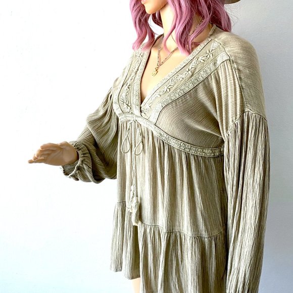 Bohemian Blouse Peasan Top Hippie Blouse Boho Chic Top Romantic Top Empire Waist - Picture 3 of 10